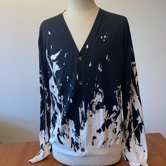 Alexander McQueen McQ  splash black and white sweater Large - Picture 8 of 12